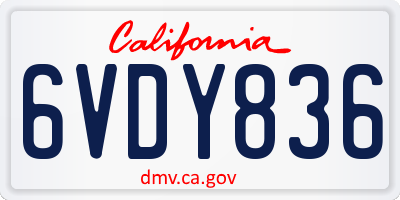 CA license plate 6VDY836