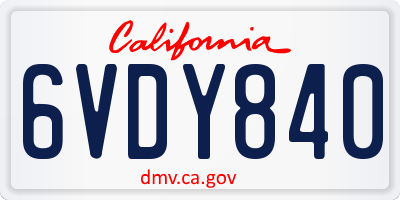 CA license plate 6VDY840