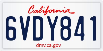 CA license plate 6VDY841