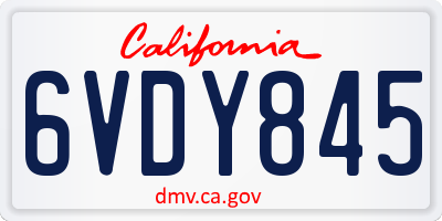 CA license plate 6VDY845