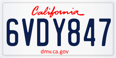 CA license plate 6VDY847