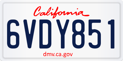 CA license plate 6VDY851