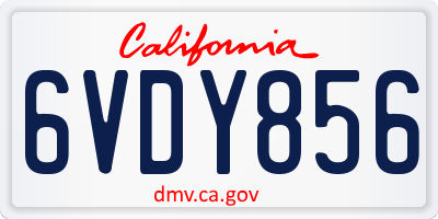 CA license plate 6VDY856