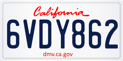 CA license plate 6VDY862