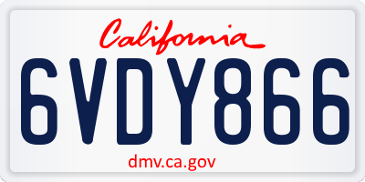 CA license plate 6VDY866