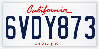 CA license plate 6VDY873