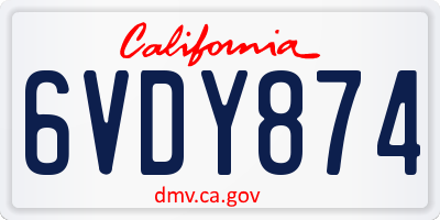 CA license plate 6VDY874