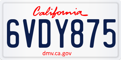 CA license plate 6VDY875