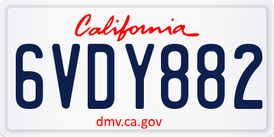 CA license plate 6VDY882