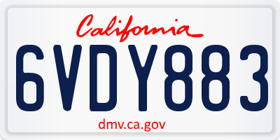 CA license plate 6VDY883