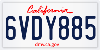 CA license plate 6VDY885