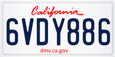 CA license plate 6VDY886