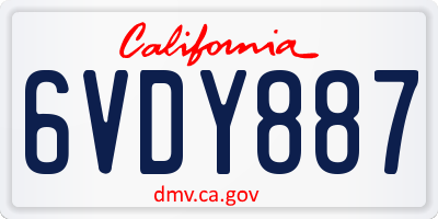 CA license plate 6VDY887