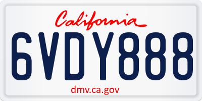CA license plate 6VDY888