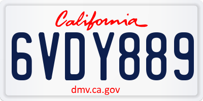 CA license plate 6VDY889