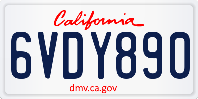CA license plate 6VDY890