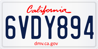 CA license plate 6VDY894