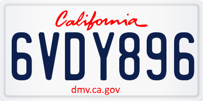 CA license plate 6VDY896