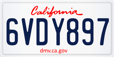 CA license plate 6VDY897