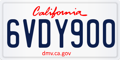 CA license plate 6VDY900