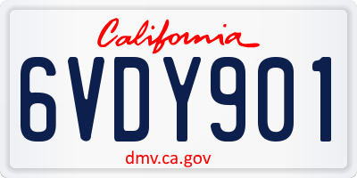 CA license plate 6VDY901