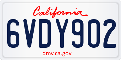 CA license plate 6VDY902