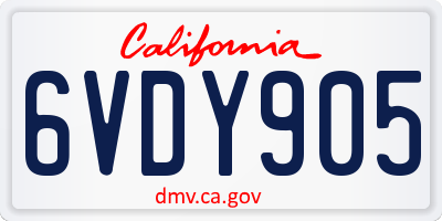 CA license plate 6VDY905