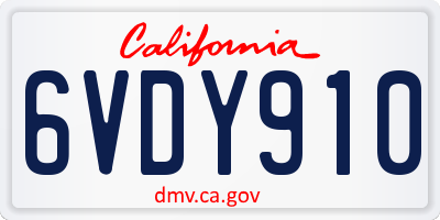 CA license plate 6VDY910
