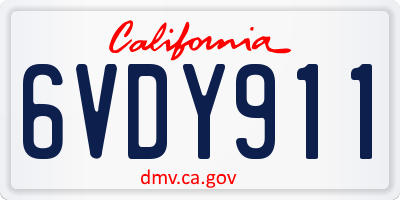 CA license plate 6VDY911