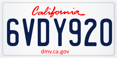 CA license plate 6VDY920