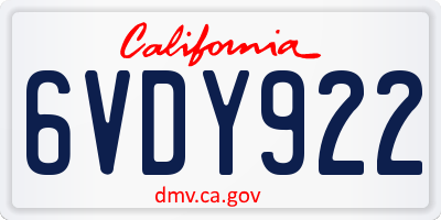 CA license plate 6VDY922