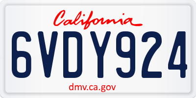 CA license plate 6VDY924