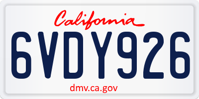 CA license plate 6VDY926