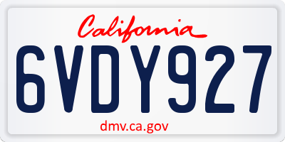 CA license plate 6VDY927