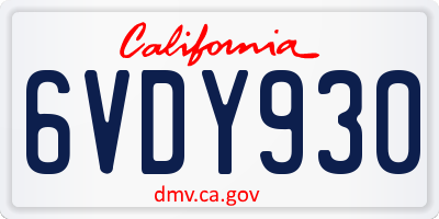 CA license plate 6VDY930