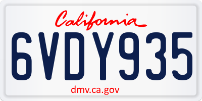 CA license plate 6VDY935