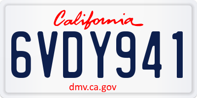 CA license plate 6VDY941