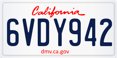 CA license plate 6VDY942