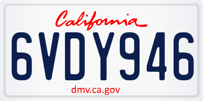 CA license plate 6VDY946