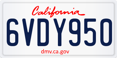 CA license plate 6VDY950