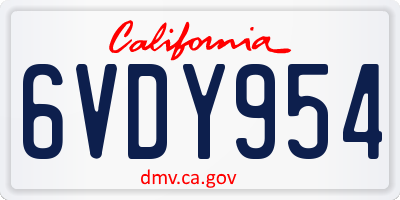 CA license plate 6VDY954