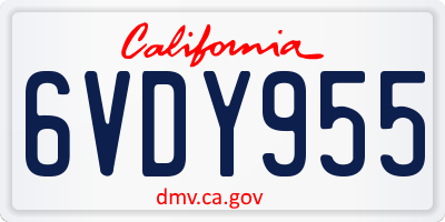 CA license plate 6VDY955