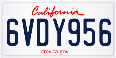 CA license plate 6VDY956