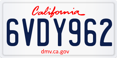 CA license plate 6VDY962