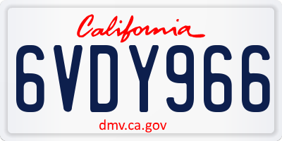 CA license plate 6VDY966