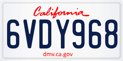 CA license plate 6VDY968