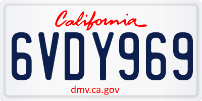 CA license plate 6VDY969