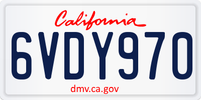 CA license plate 6VDY970