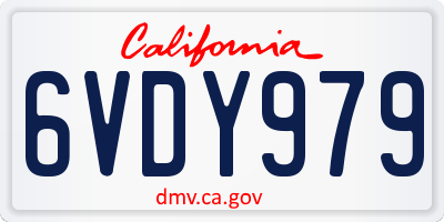 CA license plate 6VDY979