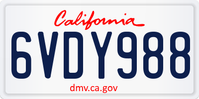CA license plate 6VDY988